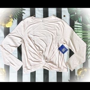 JOY LAB TOP ROSE PINK TWISTED FRONT LONG S…